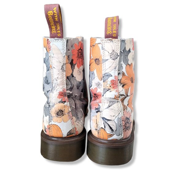 Dr. Martens RARE Pascal Botanic Floral Sand Print 8 Eyelet Lace Up Combat Boot - Picture 6 of 10